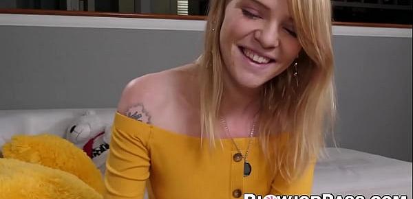  Teenie Nora Ivy covered with massive facial after BJ